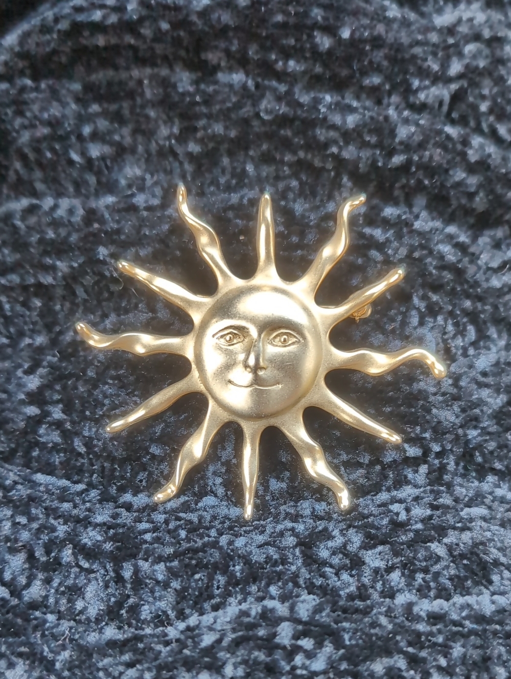 Anne Klein Gold Sunburst Face Brooch